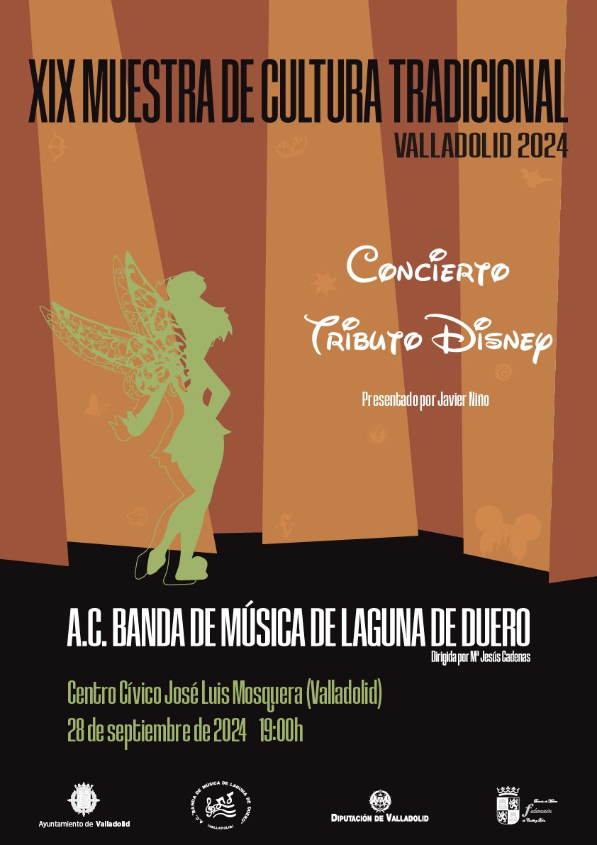 ac_bandalaguna's tweet photo. ¡Vuelve a tu infancia con la magia de Disney! La AC Banda de Música de Laguna de Duero te invita a un concierto inolvidable. Entradas gratis. ¡No te lo pierdas! 🎶🦸♂️🪄
Más info.: https://t.co/5knlv1208a
#ConciertoDisney #Disney #MusicaDisney #BandaDeMusica #EventoFamiliar https://t.co/rRNVKco6wZ