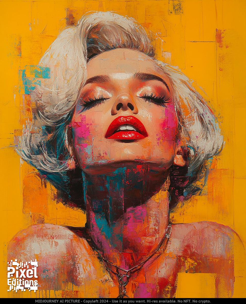 Pix3lEditions's tweet photo. A contemporary painting of Marilyn
#pixeleditions
#pixedmagazine 🔥
#midjourney
#promptart
#aiart
#aiartwork
#artificialintelligence
#aiforfreedom
#lovemidjourney61
🌐 Visit our newsletter https://t.co/2fBgeTb4Iq https://t.co/LtP7LFNbU8