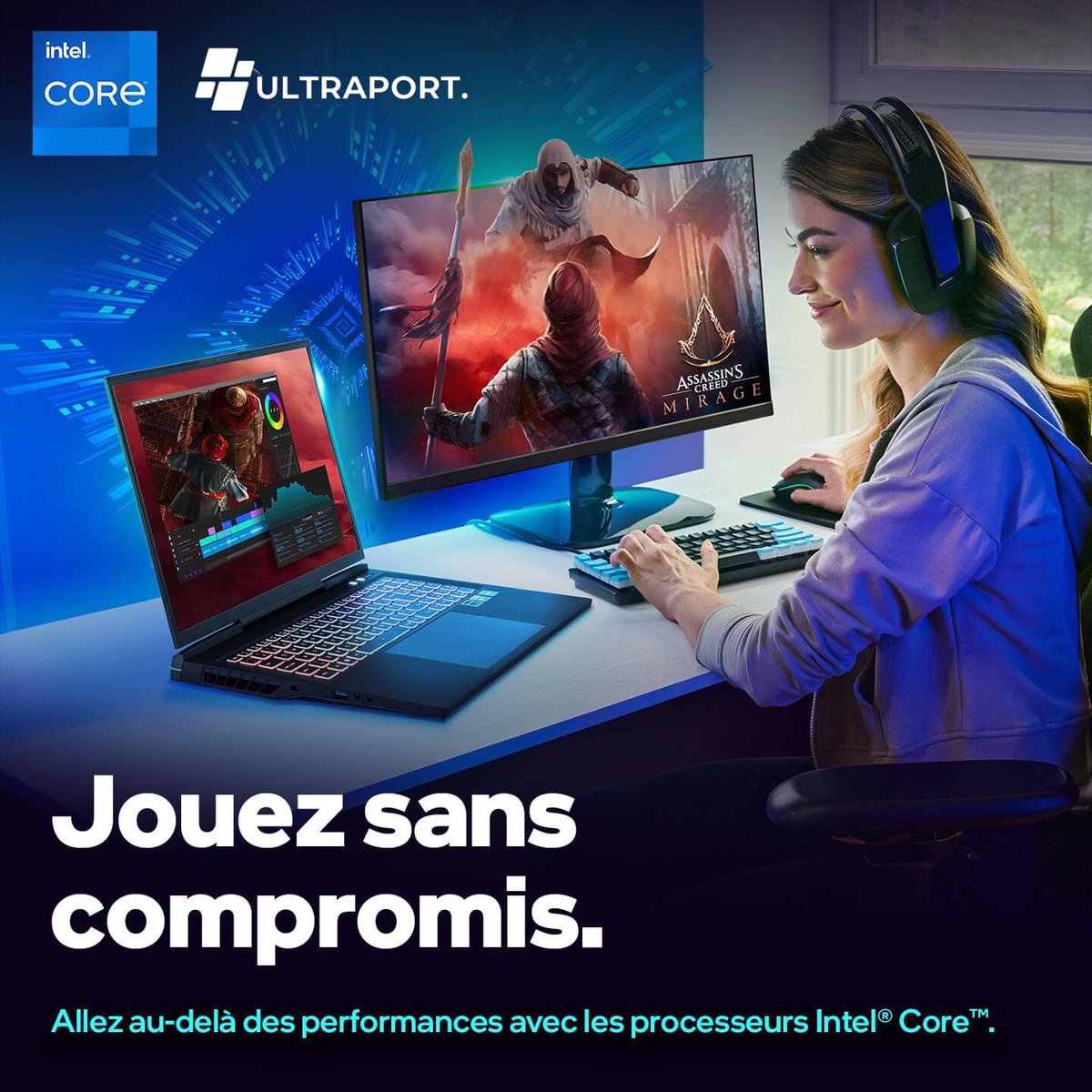 Conçus pour répondre aux besoins des joueurs d'aujourd'hui. Allez au-delà des performances avec les processeurs Intel® Core™ à 💻 Configurez maintenant chez UltraPort.