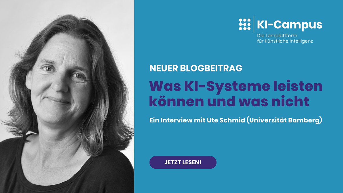KICampus's tweet photo. Warum sollten sich bereits Kinder im Grundschulalter mit #KI beschäftigen? 🧒🤖

Das erklärt Ute Schmid (@uni_bamberg_of) im Interview mit dem #KICampus! 💡

Hier lesen:
➡️https://t.co/Xr1PwtqmAz

#LernenmitKI #xlz #twlz #DigitaleBildung https://t.co/0RIsfKnqvQ