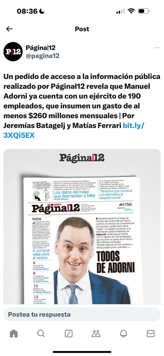 robdnavarro's tweet photo. La vocería presidencial tenía una docena de empleados hasta que llegó Adorni. Hace 3 meses Corta hizo un pedido de información pública y publicó que ya tenía 101. Hoy Página ya cuenta 190. Así como lo vez Adorni se clava 10 ñoquis por semana. https://t.co/qjmGw1cuif