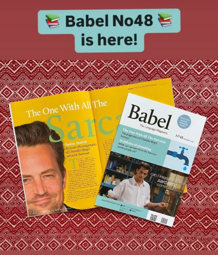 Pauline MADELLA, PhD, FHEA (@drpmadella) on Twitter photo The One Where F.R.I.E.N.D.S Turns 30!
Babel issue 48 is a very timely one indeed!
<a href="/Babelzine/">Babel: The Language Magazine</a>
You're welcome.
"I'm gonna go continue to... spread the joy.." 🤣 The One Where F.R.I.E.N.D.S Turns 30!
Babel issue 48 is a very timely one indeed!
<a href="/Babelzine/">Babel: The Language Magazine</a>
You're welcome.
"I'm gonna go continue to... spread the joy.." 🤣