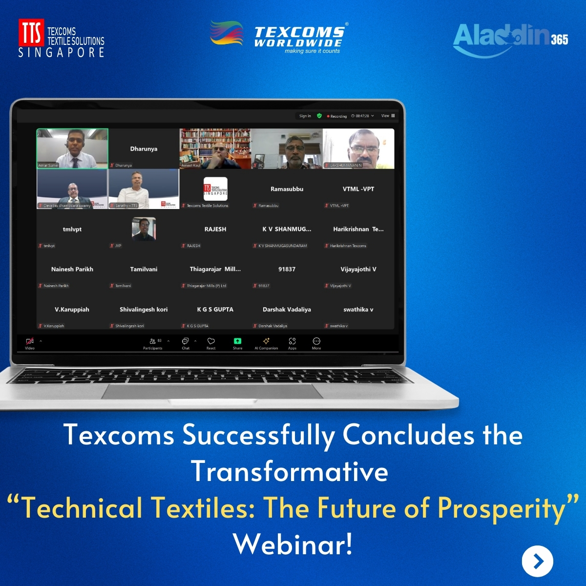 TTS_Texcoms's tweet photo. Thank you to all who attended the webinar, “Technical Textiles - The Future of Prosperity,” on September 20, 2024! Special thanks to our speakers and moderator for their invaluable insights. Your engagement made it impactful. Stay tuned for more sessions!

#TexcomsWebinar https://t.co/EYe6ob1Fvw