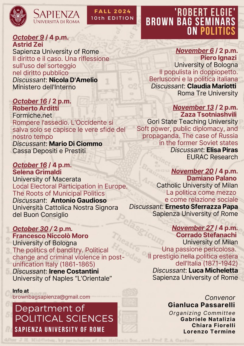 ⌛It's about damn time! A new round of the #BBS on #politics starting on Oct. 9. Join us every Wednesday at <a href="/DiSpSapienza/">DiSp Sapienza</a> to debate politics at 360°! #polisci