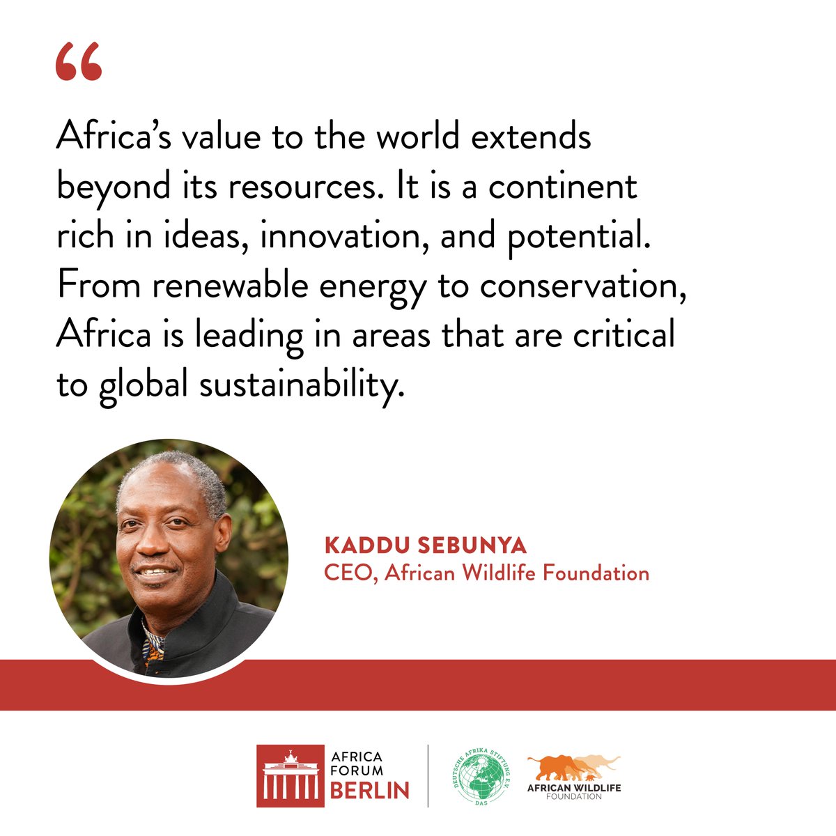 Kaddu Sebunya (@awfceo) on Twitter photo I am excited to be in Berlin, Germany, for tomorrow’s Africa Berlin Forum! This event, organized by the <a href="/AWF_Official/">AWF</a>, the <a href="/_DASonline/">Deutsche Afrika Stiftung</a>, and the <a href="/Haile_Roman/">Hailemariam & Roman Foundation</a>, brings us together to explore how #Africa can lead in addressing some of the world’s most pressing challenges: I am excited to be in Berlin, Germany, for tomorrow’s Africa Berlin Forum! This event, organized by the <a href="/AWF_Official/">AWF</a>, the <a href="/_DASonline/">Deutsche Afrika Stiftung</a>, and the <a href="/Haile_Roman/">Hailemariam & Roman Foundation</a>, brings us together to explore how #Africa can lead in addressing some of the world’s most pressing challenges: