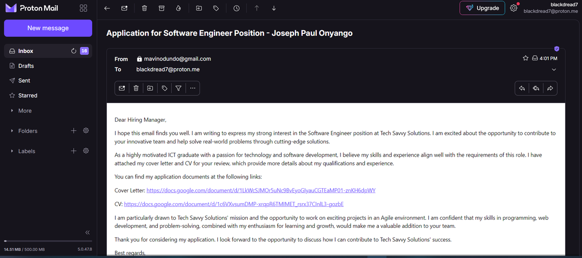 JMervene's tweet photo. I completed AI Powered Automation Agent project by #ALX_ AI where I had opportunity to create an AI agent using https://t.co/980nLUba1Q that makes job application as easy filing a google form and clicking Submit!AI writes a cover letter and compose and email to the hiring manager https://t.co/ZfnjxPESEl