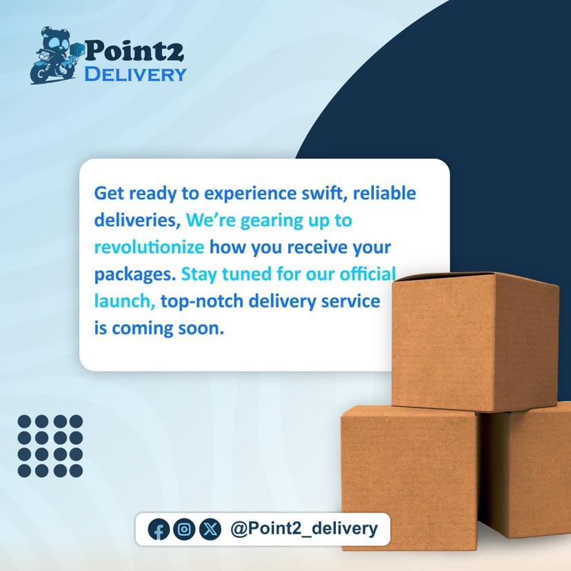 Point2delivery's tweet image. Get ready! Point2delivery is launching soon to streamline deliveries for both businesses and personal needs. Stay tuned 📦
📦

📦

📦

📦
#Point2Delivery #yourequestwedeliver #deliveryinlagos #delivery #service #fast #lagosdelivery #lagos #lagosdeliveryservice