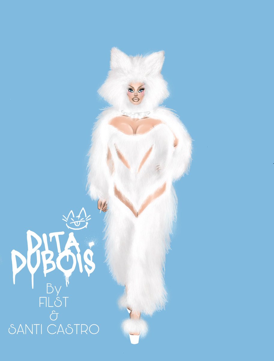 DitaDubois's tweet photo. - No sé tú, señorita Kitty 🐱 , pero yo me siento totalmente deliciosa… 🧊 ❄️ 
.
.
.
.
- 📸 Fotografía by @juanpedroleonfoto 
- 👗 Diseño by @diegofilst @_filst 
- 🐱 Tocado by @santicastrodesigner 
- 💄Make up by @marcphilguer https://t.co/VPZDZLVqKW