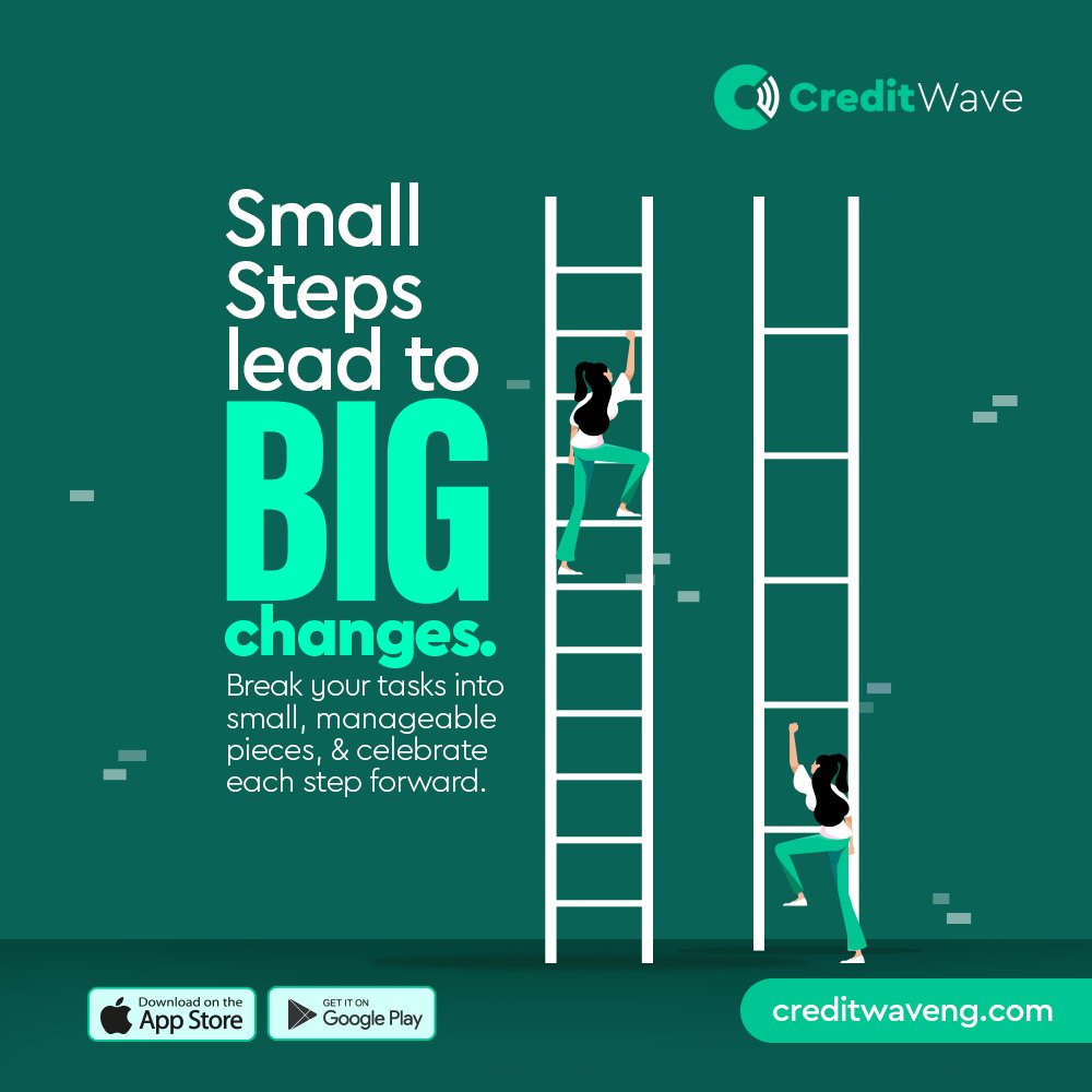 Every big change starts with small, steady steps 🚶‍♀️

Break down your goals, take it one step at a time, and watch the transformation happen! 
.
.
.
#SmallStepsBigChanges #CreditWave #PersonalGrowth #GoalGetter #StayMotivated