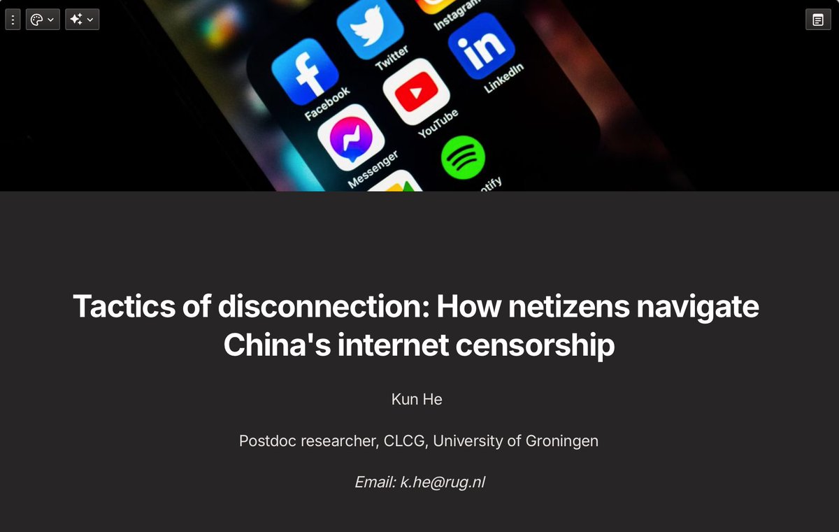 Kun_He_'s tweet image. I just presented my latest research with @seldridge and @MJBroersma on populism and disconnection. This study primarily explores what is sensitivity from users' perspective and examines the strategies Chinese netizens use to navigate internet censorship and minimize risks