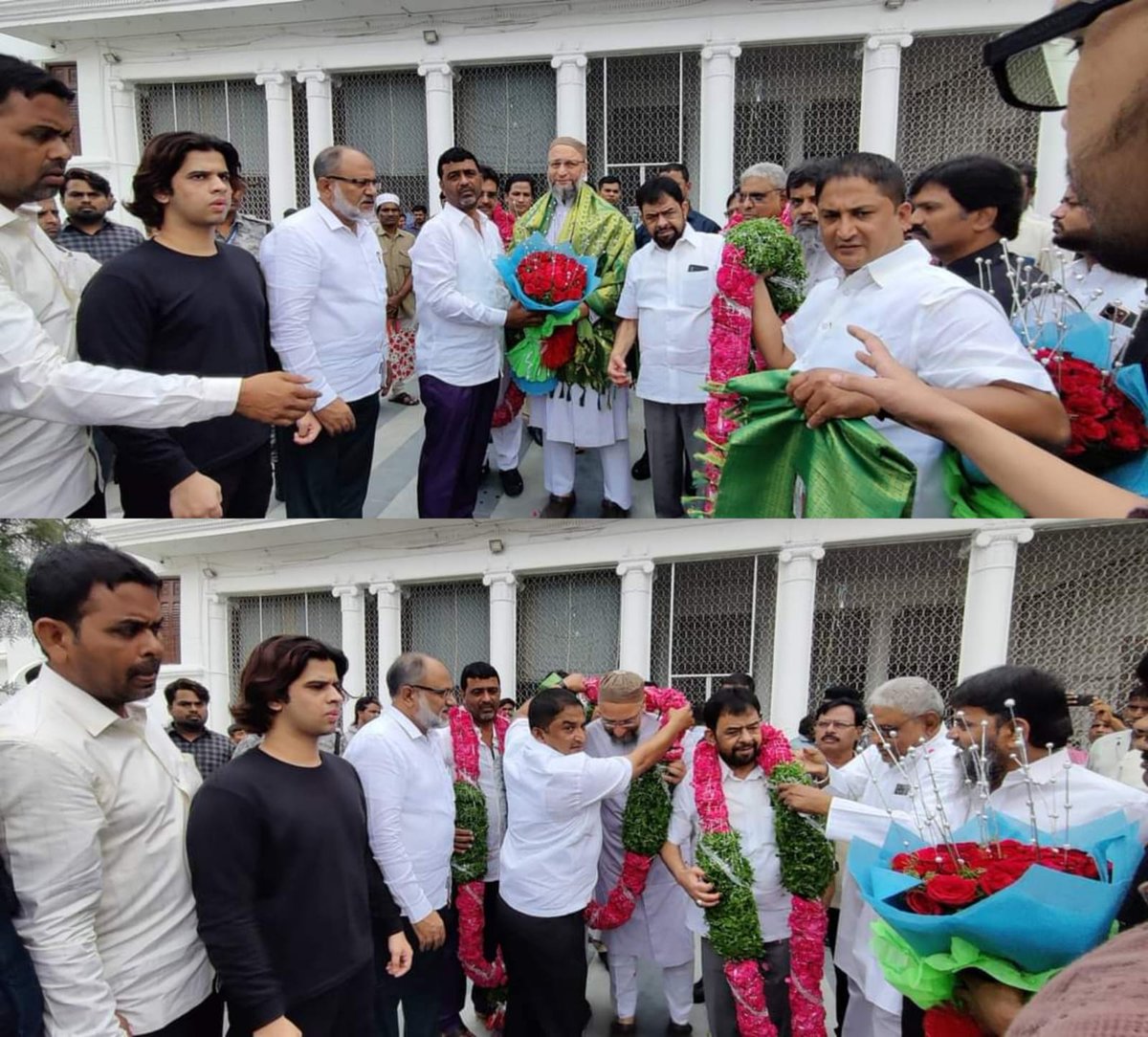 aimimnizamabad's tweet photo. @aimim_national Head Quarters Darussalam mein #BRS ke Senior leader wa Nizamabad Urban ke Ex Deputy Mayor Mir Majaz Ali, Md Fayazuddin ex waqf board dst president, Amar Farooq or BRS ke digar dusre rahnumaao'n ne Sadr-e-Majlis Barrister @asadowaisi Saab se mulaqaat ki (1/3) https://t.co/uK5lDM4I1I