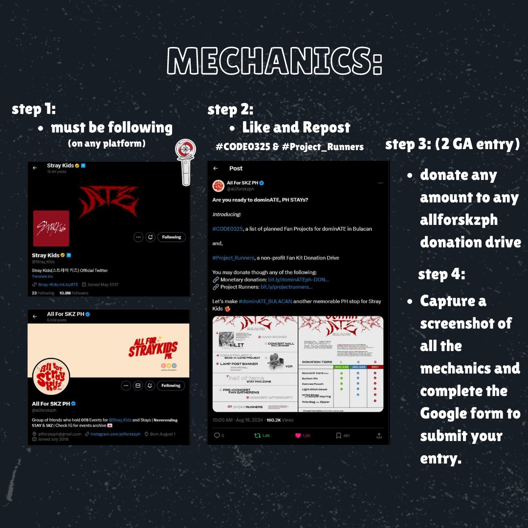 chriskzone's tweet photo. #8WeeksToDominATE_BULACAN
Join us as we eagerly await #dominATE_BULACAN and get a chance to WIN!
๐ Stray Kids Official & Unofficial Merch
Please see the pictures for more details.
Google Form: https://t.co/Tla1sicfLN https://t.co/tLgksyQ5lQ