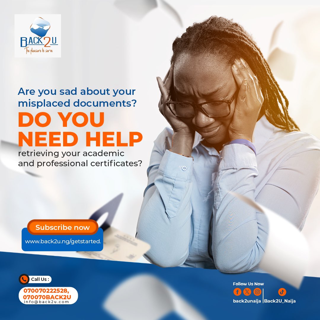 Back2U_Naija's tweet photo. Lost important documents? Our new document recovery service Back2U can help you retrieve what matters most. Don’t stress over lost documents—let us do the work for you!
DM us today for more info!
#Back2U #Lostdocuments #Recoverfiles #IDCardrecovery #VAS https://t.co/Y2sMje74AO