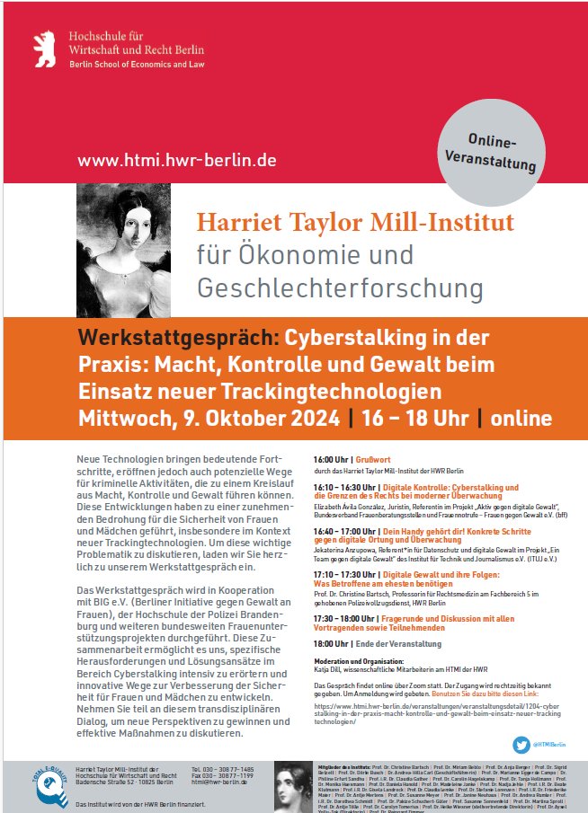 📣Herzliche Einladung zum nächsten #Werkstattgespräch am 9.10.2024 (16-18 Uhr online) über "Cyberstalking in der Praxis". Jetzt Programm ansehen und anmelden➡️htmi.hwr-berlin.de/veranstaltunge… <a href="/HWR_Berlin/">HWR Berlin</a> <a href="/Ay_yo_to/">Aysel Yollu-Tok</a> @hannavoelkle <a href="/bpshwrberlin/">BPS.hwrberlin</a>