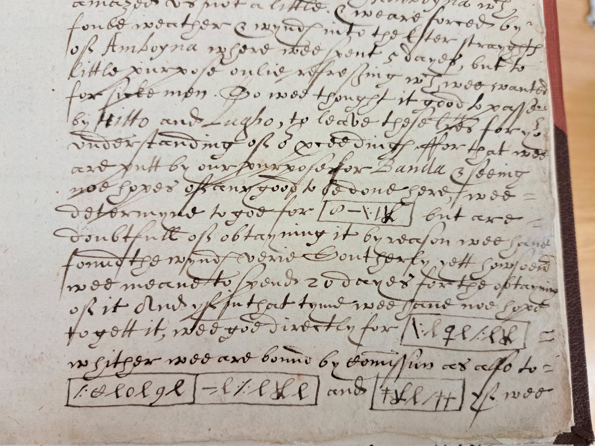 RFMacLellan's tweet photo. An East India Company report on a trade mission to Indonesia. Afraid of Dutch competitors, their destination is encoded. Cotton Ch III 13, f. 10r. #hiddencollections https://t.co/xVojobezKn