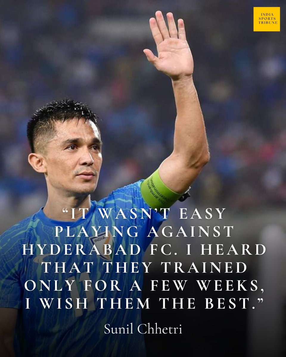 insportstribune's tweet photo. @chetrisunil11 @mohulbhowmick22 @IndSuperLeague The legendary CF had a word of appreciation for @HydFCOfficial.
🗣️: "It wasn’t easy against them. They had their share of struggles. I heard that they trained only for a few weeks, but credit to them for putting up a fight. I wish them the best."
@IndSuperLeague #ISL #BFCHFC https://t.co/rRxuCIE7BE