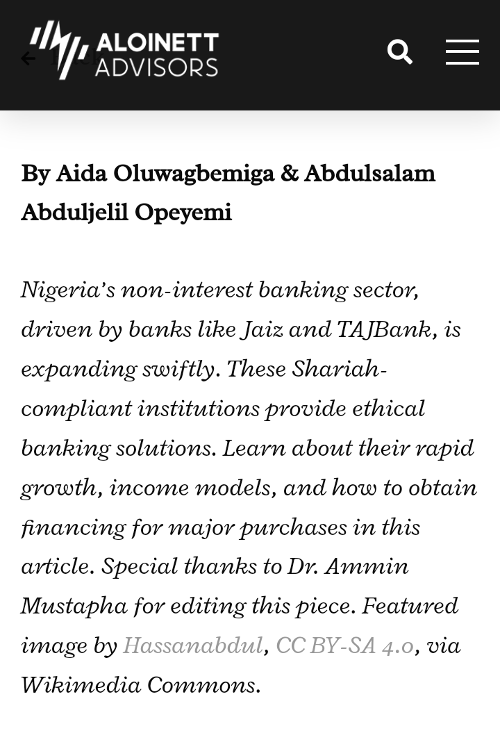 fruitinfusedtea's tweet photo. "Non-Interest Banking Explained: Spotlight on Nigeria". A co-authored article between Abduljelil Opeyemi &amp; I, edited by Dr. Ammin Mustapha, published by @AloinettPolicy.
Read here:
https://t.co/AP2v6OdNHr https://t.co/VgVwDCvW1h
