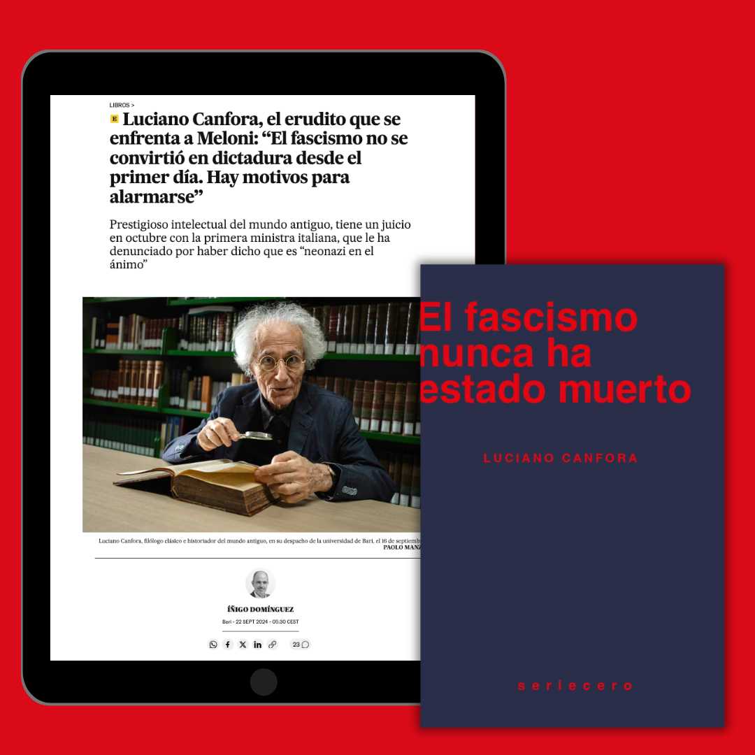 🙌Coincidiendo con la publicación en España de su último libro 'El fascismo nunca ha estado muerto', #LucianoCanfora es entrevistado por #ÍñigoDomínguez en <a href="/el_pais/">EL PAÍS</a> y demuestra, una vez más, por qué es una de las mentas más lúcidas de nuestro tiempo
👉elpais.com/cultura/2024-0…