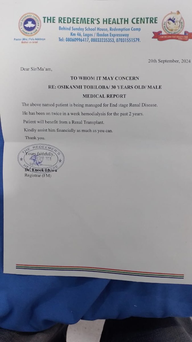 Letter_to_Jack's tweet photo. Tobiloba suffered End Stage Kidney Failure in 2022, and he has been undergoing Dialysis twice a week since then. 

The doctors have advised that Tobiloba needs a transplant as soon as possible to live. This medical procedure will cost the family at least ₦30million. 

We are appealing to you, with the hope that God will touch your hearts in these difficult times to help us save Tobiloba Osikanmi.

No amount is too small. A Retweet of this post is also a form of goodwill that we will really appreciate. 

Account details: 

0154209381
Tobiloba Michael Osikanmi 
Gtbank. 

God bless you. God will keep you and your loved ones safe. You will not have any reason to cry.