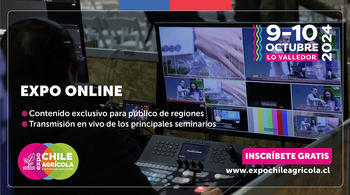 ¡Accede a #ExpoChileAgrícola 2024 desde cualquier lugar!

Este año, puedes participar en seminarios y charlas sin importar donde te encuentres. 😱

✅ Aprovecha todas las actividades preparadas para ti, sin importar la distancia.

Inscríbete gratis en ➡️ expochileagricola.cl