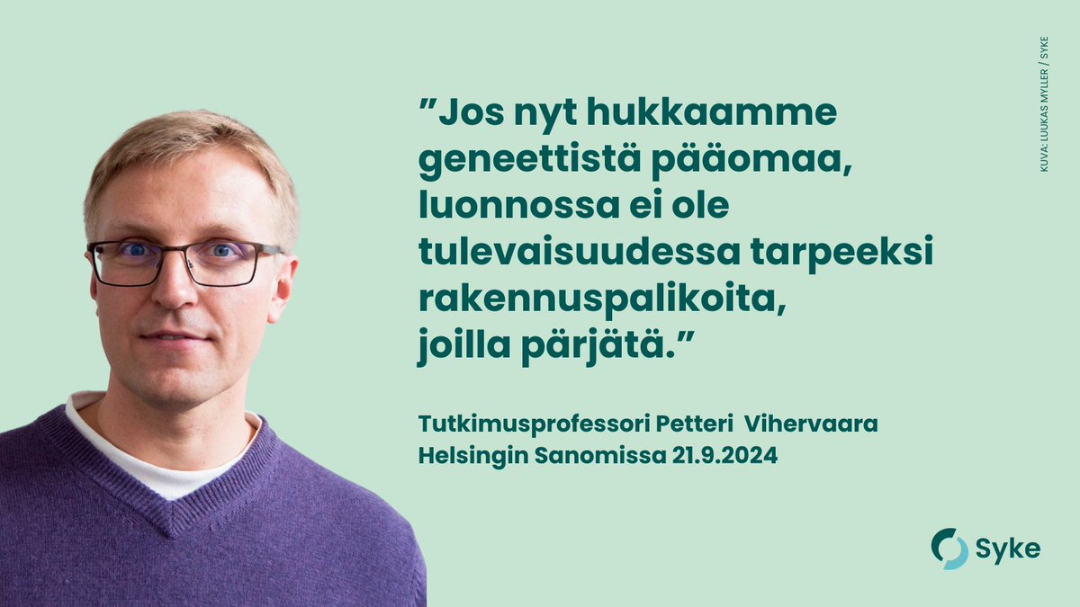 Suomen ympäristökeskus (@sykeinfo) on Twitter photo Syken tutkimusprofessori Petteri Vihervaara pohtii luontokatoa <a href="/hsfi/">Helsingin Sanomat</a> :n jutussa 21.9.
Juttu: hs.fi/alueet/art-200…
#luontokato Syken tutkimusprofessori Petteri Vihervaara pohtii luontokatoa <a href="/hsfi/">Helsingin Sanomat</a> :n jutussa 21.9.
Juttu: hs.fi/alueet/art-200…
#luontokato