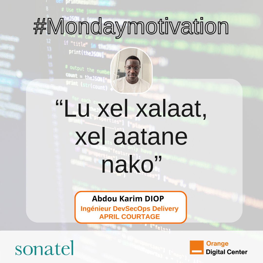 ODCSenegal's tweet photo. Vos idées peuvent changer votre vie, croyez-y et donnez-vous à fond.
Excellente semaine les Jambaars  !💪🏽
#mondaymotivation
#OrangeDigitalCenter
#AmalNjariñAskanwi https://t.co/nnlg29ptWt