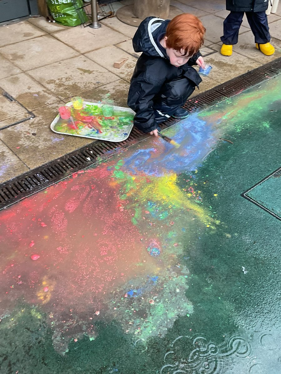When life gives you rain, paint rainbows in the puddles 🌈 ☔️ #MonktonKindergerten #MonktonCreativity