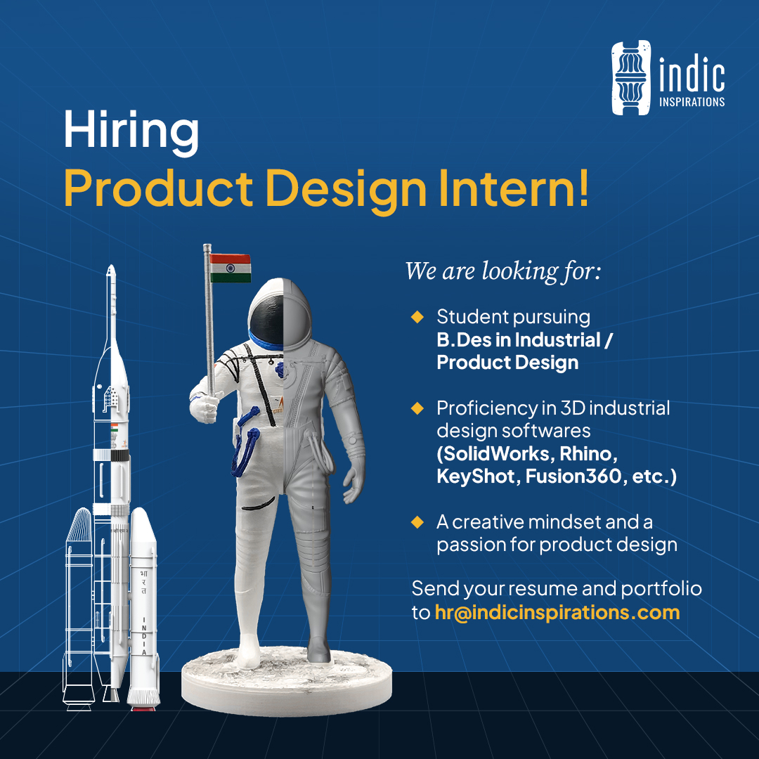 Indicinspires's tweet photo. Calling all B.Des Industrial / Product Design students!
Indic Inspirations seeks passionate intern. Use your 3D skills (SolidWorks, Rhino, etc.) to create innovative products.
Be part of the #IndicObjects mission!
Stand out with creativity & passion! https://t.co/cdZRLp0sMP