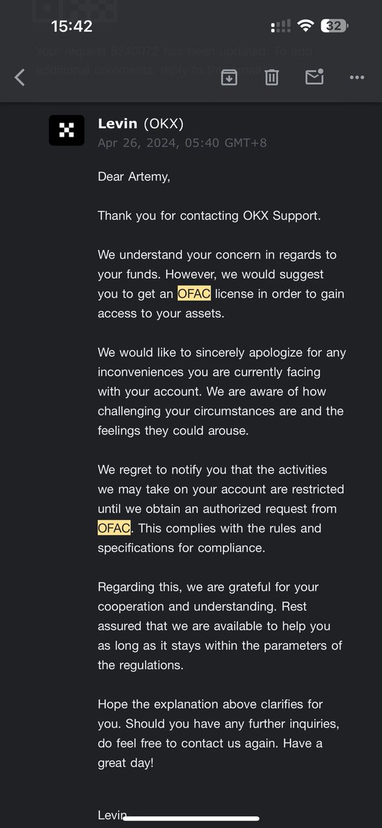 assupporto's tweet photo. @OKXHelpDesk What specific clause of the contract did I violate? Where in the contract does it say you can keep the money? Why your mail support had another answer! https://t.co/cM9IwmcsCl