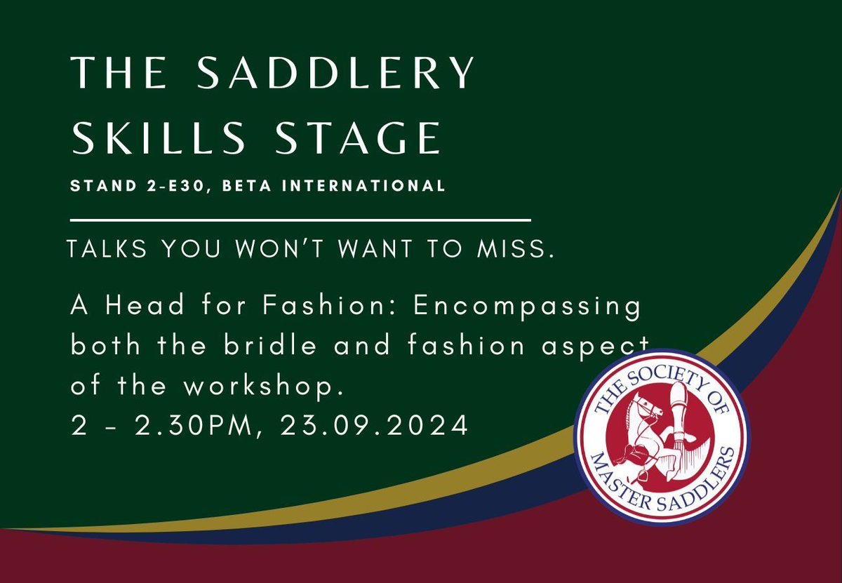 Don't miss Craig's second session of the day, 'A Head for Fashion', starting at 2pm. Explore the intriguing connection between fashion and bridle as he talks how they become one in the workshop.