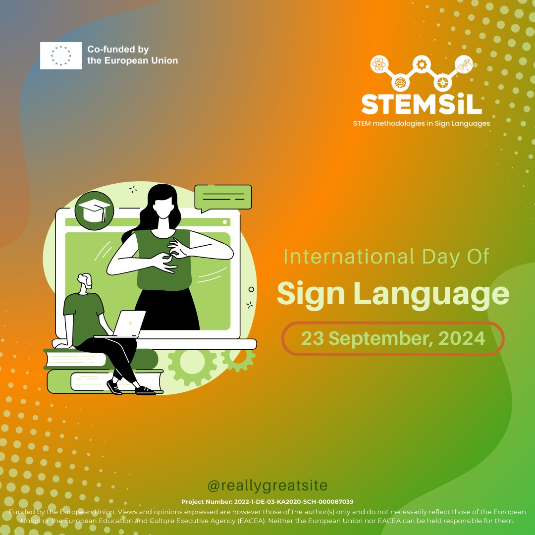 Stemsil EU Project (@stemsil_project) on Twitter photo ✨ Celebrating the International Day of Sign Languages! ✨🌍 Today, we shine a spotlight on the vital role of sign languages in STEM education. 
#inclusionthroughSTEM #STEMSiL #erasmusplus #school #SL4STEM #STEM #education ✨ Celebrating the International Day of Sign Languages! ✨🌍 Today, we shine a spotlight on the vital role of sign languages in STEM education. 
#inclusionthroughSTEM #STEMSiL #erasmusplus #school #SL4STEM #STEM #education