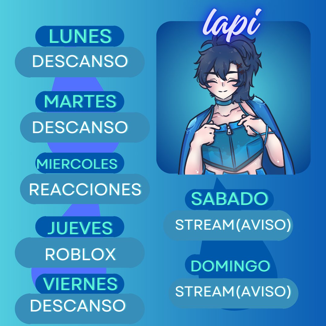 Blackybvt's tweet photo. NUEVOS HORARIOS!!!!
Stream:#MinatoLive
FanArts:#LapiArt
Art +18:#LapiNSFW
Memes;#MinatoMomo
Edit:#LMEdit
Clips:#Lpclips
#Vtubers #vtuber #vtuberES #vtuberfemboy #femboy #vtuberspanish #vtuberespañol #pngtuber https://t.co/eN6TqhKay9