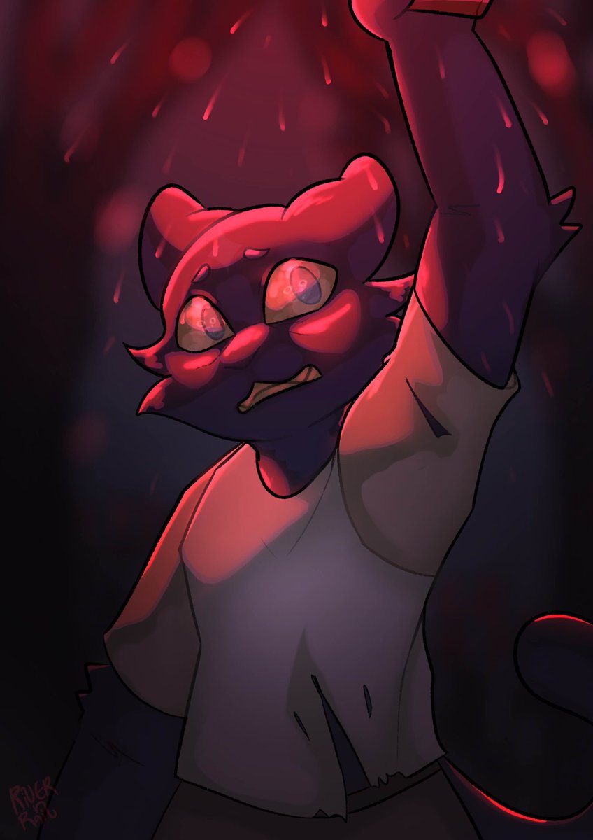 Nightmares and Flareguns #illustration #art #cat #haunted #HauntedProject #furry #furryartist #furryarwork