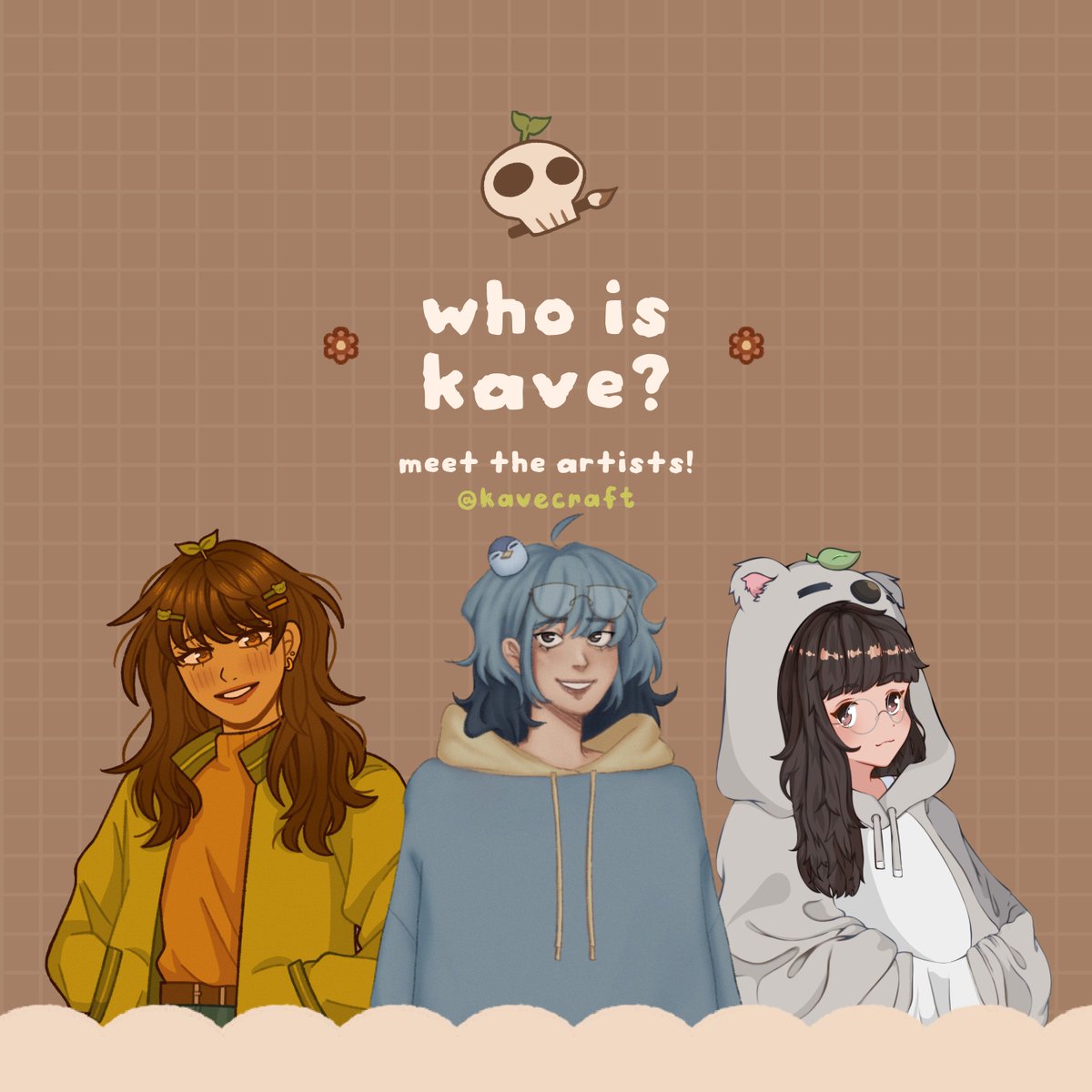 kavecrafts's tweet photo. 🌱 who even is kave? 
🌱get to know us as we present kavecraft and its artists @kraffeeko, @arnichii, and @elvesenmon!  🤎✨#MeetTheArtist https://t.co/hq144LjvWj