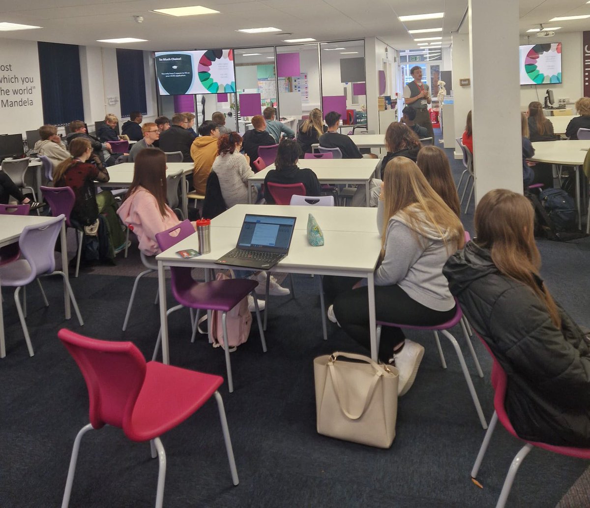 Henry Blackburn from Lancaster University came in to speak to our students about university life &amp; making choices. A really informative sessions that has left the students really thinking about their choice for their UCAS lesson this afternoon. #aspiration #excellence #achieve