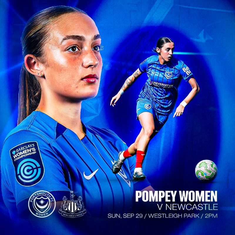 PompeyWomen's tweet photo. 🔵 Next up: Newcastle (H)

🎟️ #Pompey fans – secure your tickets to cheer on the Blues at Westleigh Park.