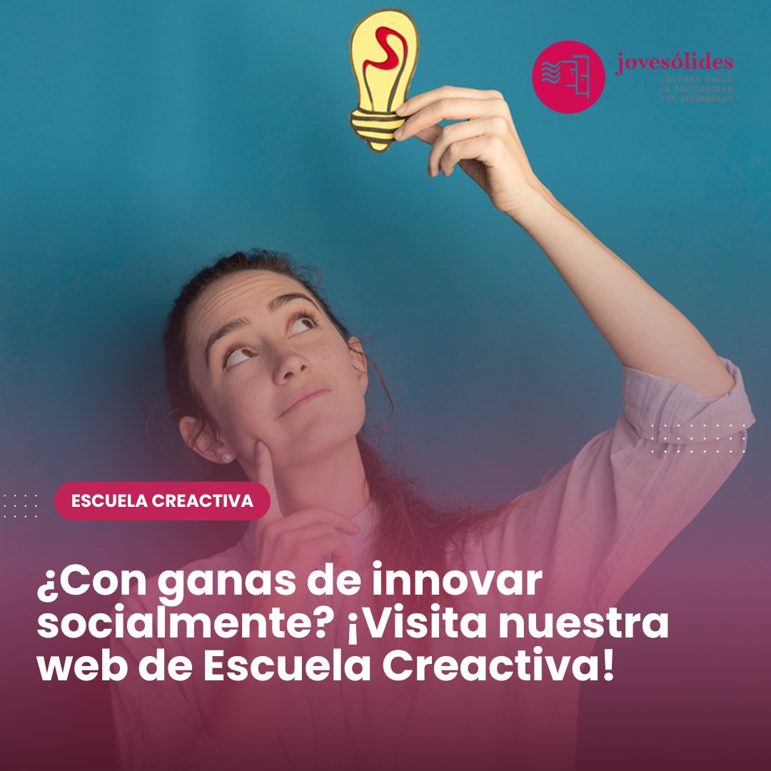 Si todavía no conoces #EscuelaCreactiva ... ¡estás tardando! 
Ambicioso proyecto de Jovesólides de innovación social en el que desplegamos metodologías creativas y participativas, encontramos soluciones innovadoras en espacios colaborativos provocando un impacto social positivo