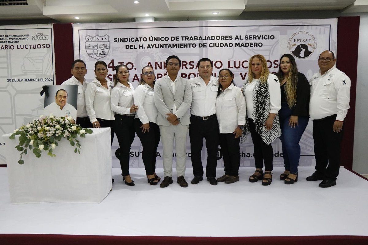 SUTSHA's tweet photo. Recuerdan vida y liderazgo sindical de Don Andrés Portillo Villegas.

A cuatro años de su deceso, se recordó la vida y obra de Don Andrés Portillo Villegas, fundador del Sindicato Único de Trabajadores al Servicio del Honorable Ayuntamiento (SUTSHA) de Ciudad Madero. https://t.co/0WjVEntfdd