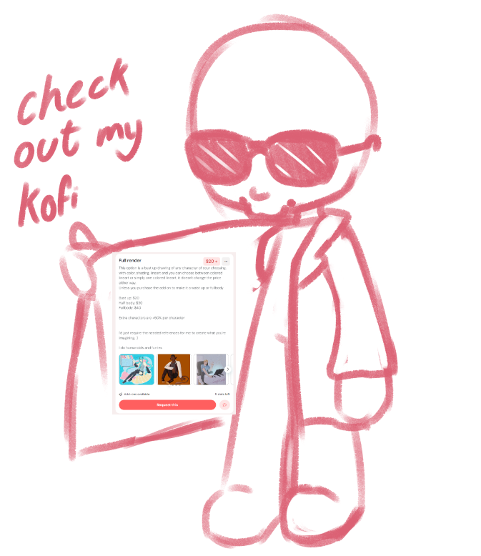 👉If anyone has any advice to make my kofi better, I'd love to hear :D

#artmoots #digitalartist #commsopen 

ko-fi.com/souposuup