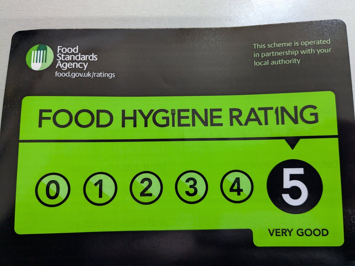 Look what we got today! 
Well done to our fabulous catering team on their EHO visit today. Top marks all round! 👩‍🍳🥇