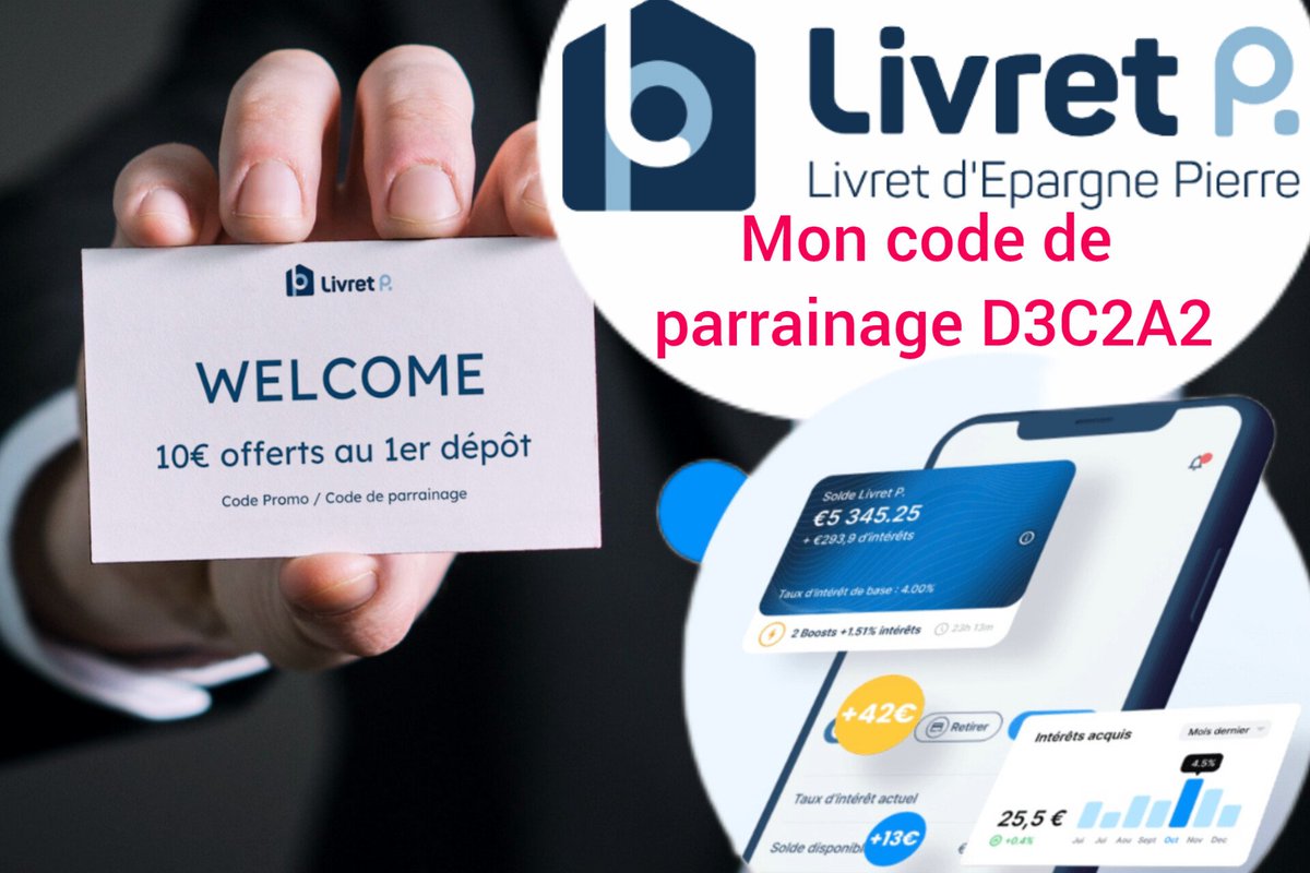 Manon8897's tweet photo. Bonjour !
Le Livret Epargne Pierre 
Bénéficiez d'un rendement minimum de 6% sans frais avec un bonus de bienvenue de 10€ en utilisant mon code de parrainage lors de votre inscription : D3C2A2 https://t.co/s1izAPmJyC