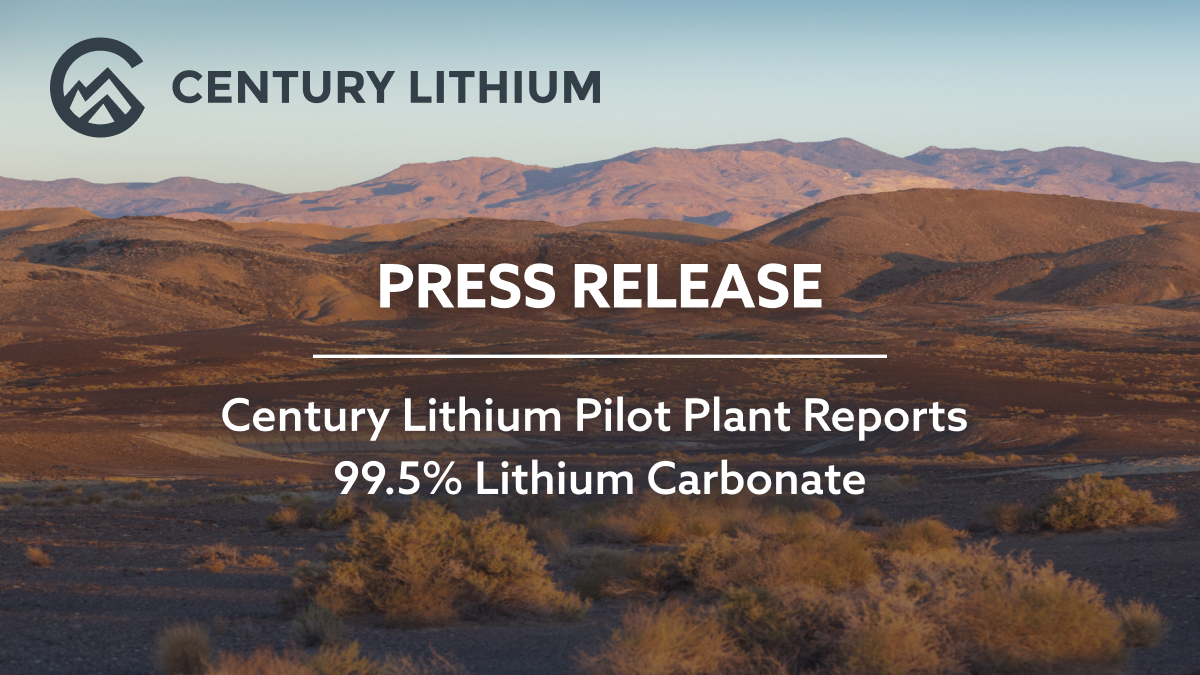 Century Lithium Pilot Plant Reports 99.5% Lithium Carbonate

Read the full release here: bit.ly/3BgGSJy 

$LCE.V $CYDVF