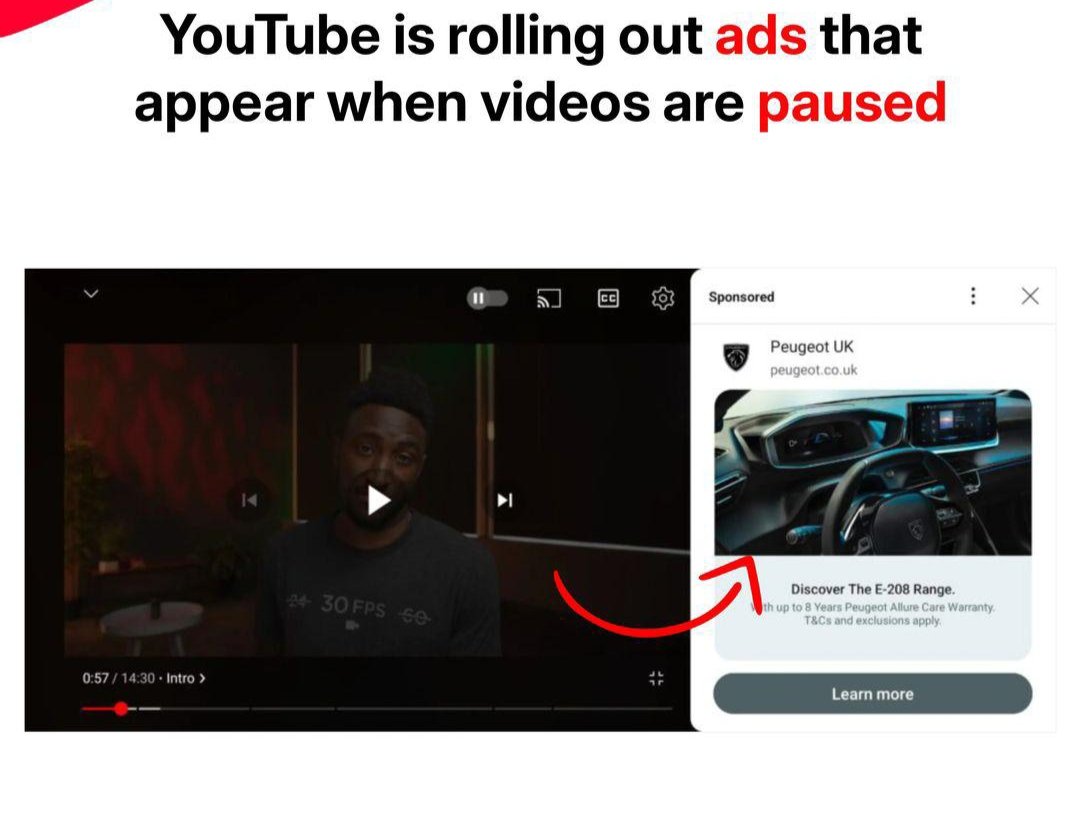shiyaofficial's tweet photo. Ads when you pause a video? Come on, YouTube, this is getting out of hand! 😕 #YouTubeAds #Nivan https://t.co/rB1yX2dgwL