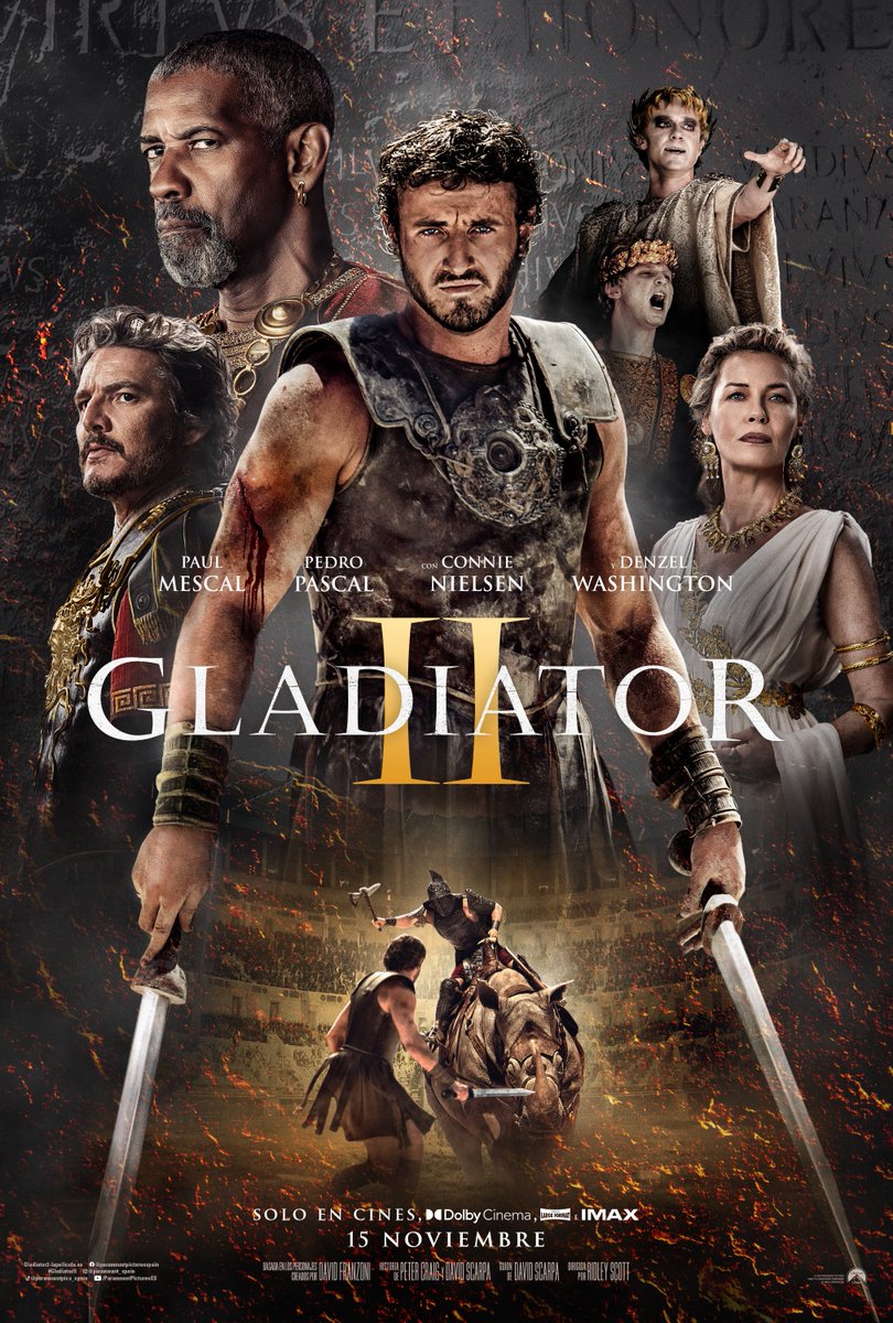 Un nuevo legado de rebelión dará comienzo. Paul Mescal, Pedro Pascal, Denzel Washington, Connie Nielsen, Joseph Quinn y Fred Hechinger protagonizan #GladiatorII - Solo en cines el 15 de noviembre.