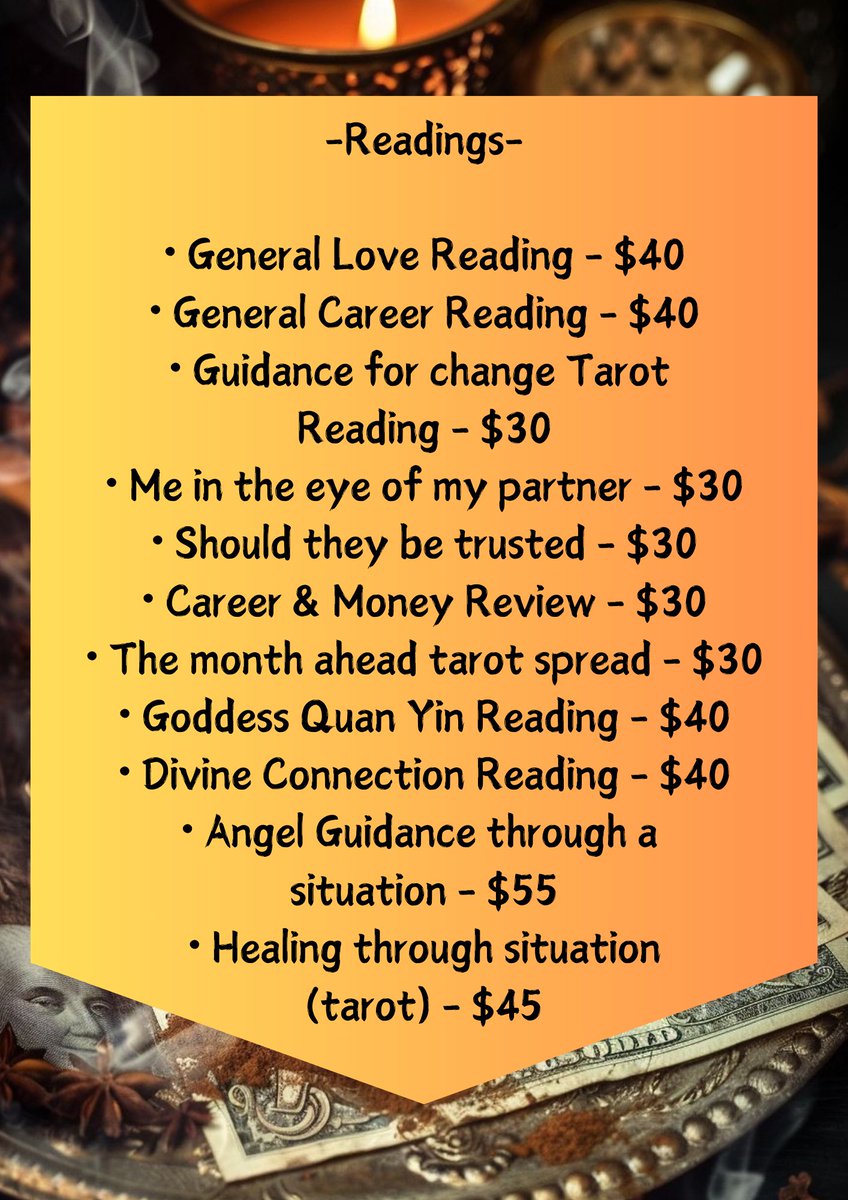 zenreadstarot's tweet photo. 🌹Service List!🌹

💫Readings provided

Payment through PayPal only✨

-you can DM to book a reading or you can book one through the website.

🌹 -website- https://t.co/be8bk3UrWx 🌹 https://t.co/CFxUqEsljr