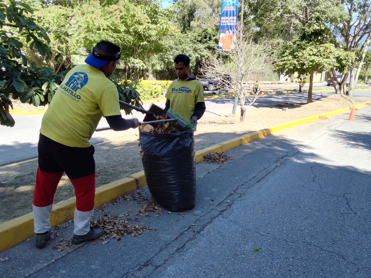Continuamos con los trabajos de desmalezamiento, limpieza y recolección de desechos vegetales en la Redoma de #LosSemerucos en #LosNaranjos. 🌿🧹 ¡Juntos mantenemos nuestro municipio limpio! #CuidemosElHatillo #ElHatillo