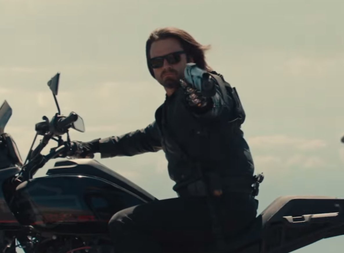glossyseb's tweet photo. motorcycle bucky everybody shut up https://t.co/LVUtcdj98X