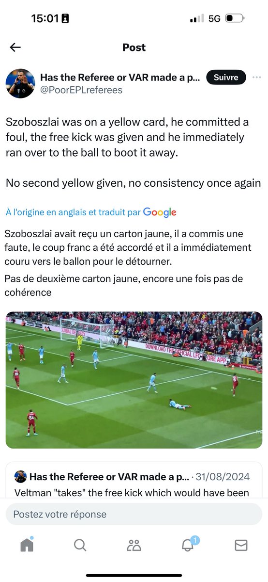 AntsaPlast's tweet photo. @RBSpursy @VinceStervy c’est pour ça que Szobozlai a reçu un deuxième carton pour exactement la même chose la semaine dernière, ah bah non enfaite 😂 https://t.co/52GKpT3HVP