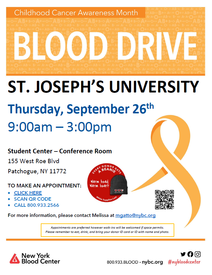 SJLIWellness's tweet photo. Help us save lives right on campus! Donate blood on Thurs 9/26 from 9-3 PM in the STC Multipurpose Rm.
#savethreelives #sjli #sjliwellness https://t.co/0FZPQtjikJ