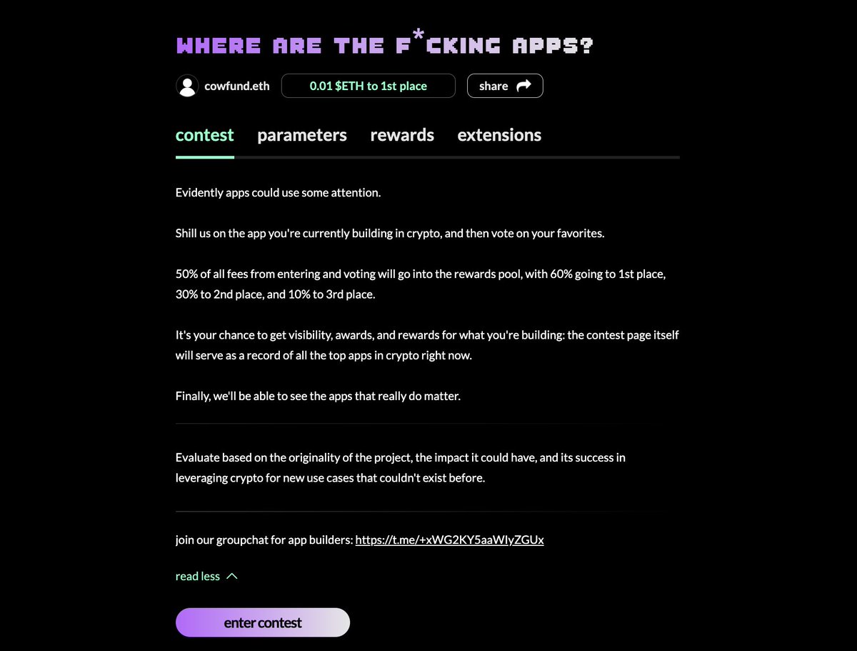 psa if you're a researcher looking to write about crypto apps, a VC looking to invest in crypto apps, or, hey, a user looking to use crypto apps

this is becoming *the* leaderboard of top apps

~30 crypto apps so far, with two days left to enter
jokerace.io/contest/base/0…